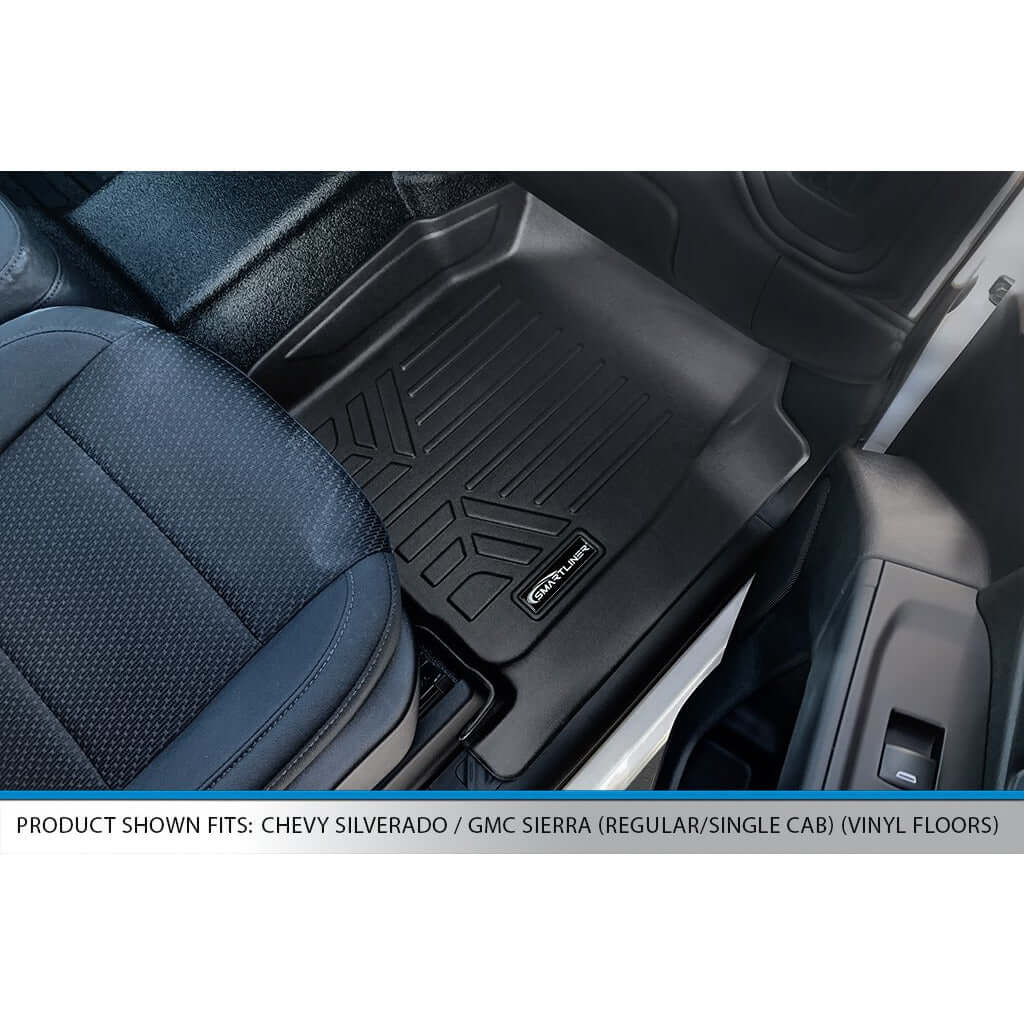 SMARTLINER Custom Fit Floor Liners For 2020-2025 Chevrolet Silverado 2500 HD | 3500 HD / GMC Sierra 1500 (Regular Cab With Vinyl Flooring And Without OTH Coverage)
