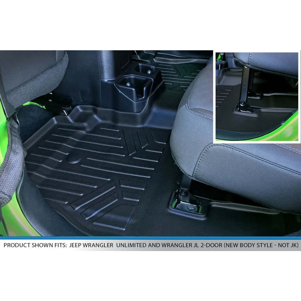 SMARTLINER Custom Fit Floor Liners For 2018-2024 Wrangler JL Unlimited (No Sub and No Flat Load Floor)