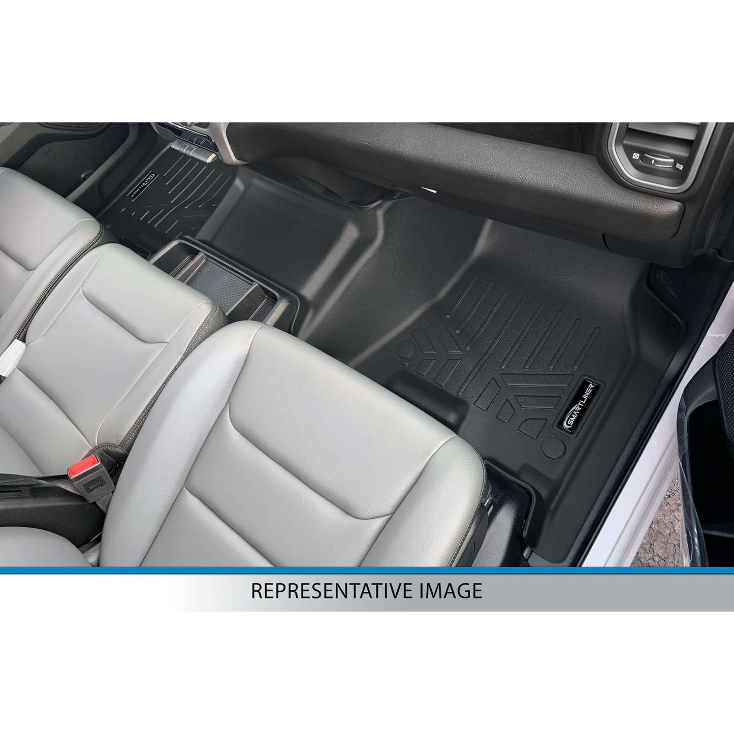 SMARTLINER Custom Fit Floor Liners For 2015-2025 Ford F-150 Regular Cab, No 4x4 Shifter, Vinyl Flooring with 1st Row Bench Seat with Over The Hump Coverage