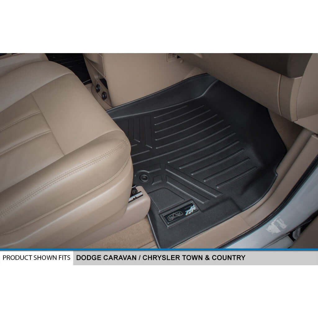 SMARTLINER Custom Fit Floor Liners For 2013-2020 Dodge Grand Caravan with Second Row Bench Seats and 1st Row Super Console