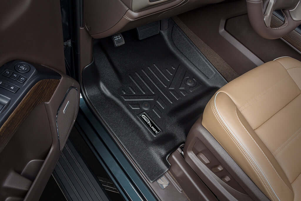 SMARTLINER Custom Fit Floor Mats 3 Rows and Cargo Liner Behind 2nd Row Set Black 2015 - 2020 Tahoe / Yukon with 2nd Row Bench Seats