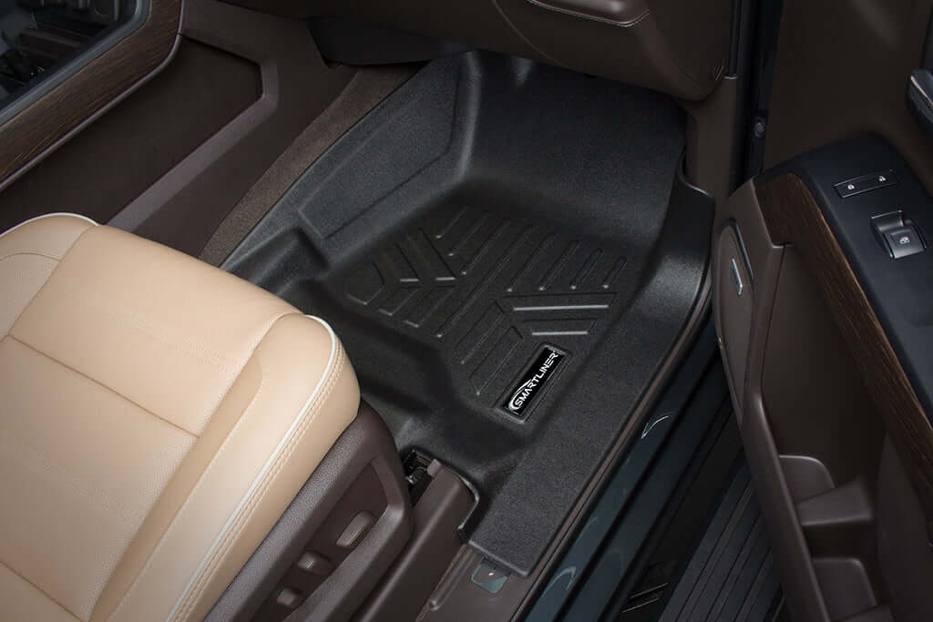 SMARTLINER Custom Fit Floor Mats 3 Rows and Cargo Liner Behind 2nd Row Set Black 2015 - 2020 Tahoe / Yukon with 2nd Row Bench Seats
