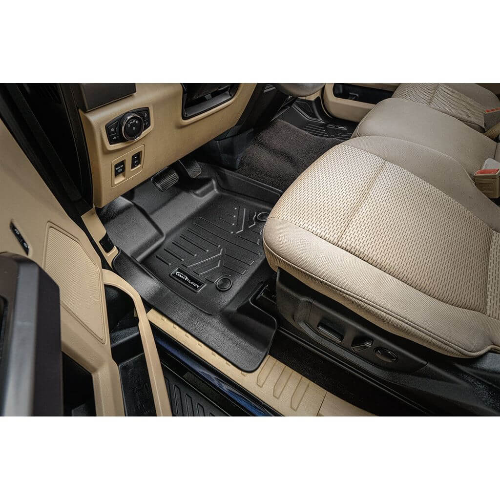 SmartCoverage™ Custom Fit Floor Liners For 2015-2025 Ford F-150 SuperCrew Cab with 1st Row Bench (No OTH) Vinyl Flooring with 2nd Rear Underseat Storage