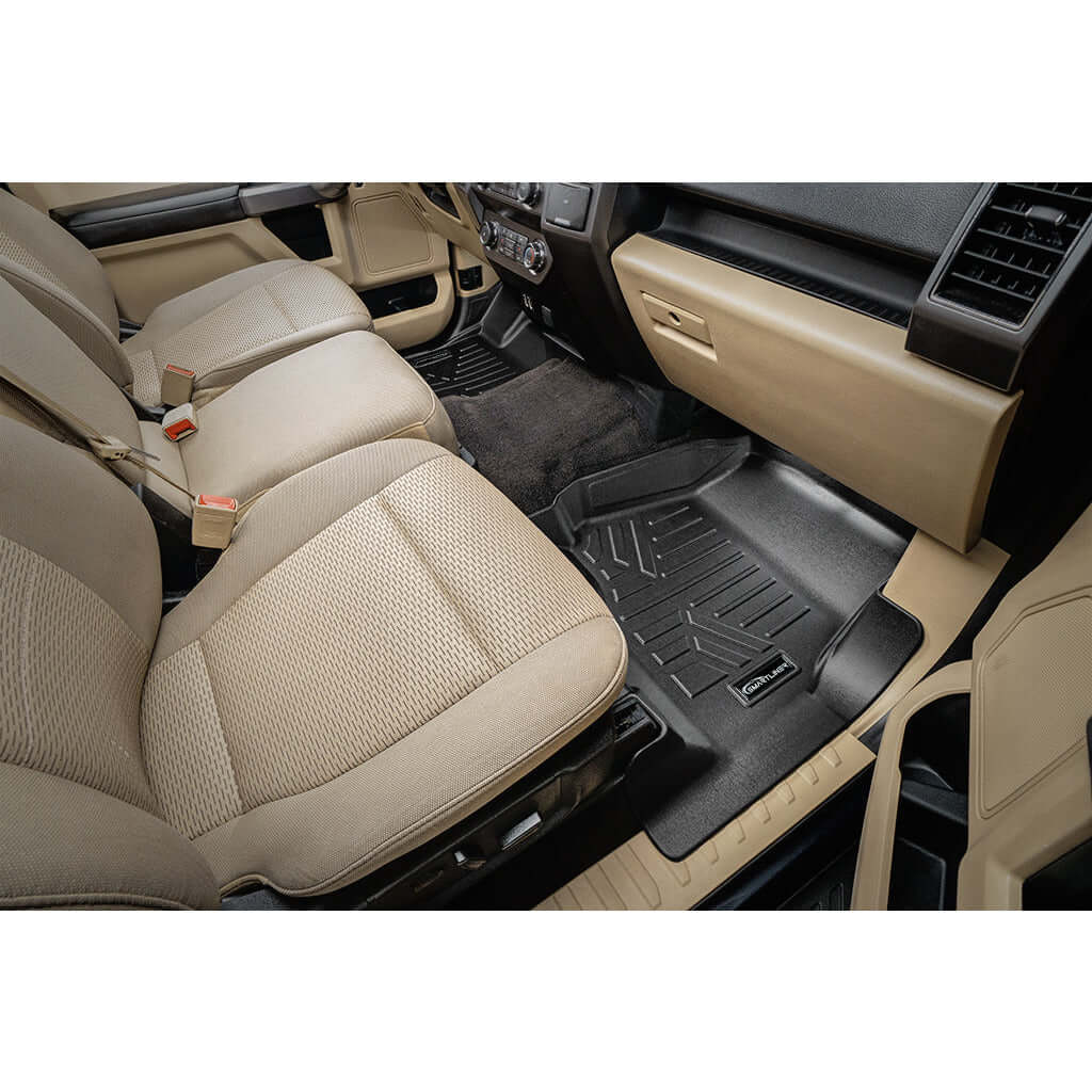 SmartCoverage™ Custom Fit Floor Liners For 2015-2025 Ford F-150 with 1st Row Bucket Seats & OEM 2nd Row Under Seat Storage (Vinyl Flooring)