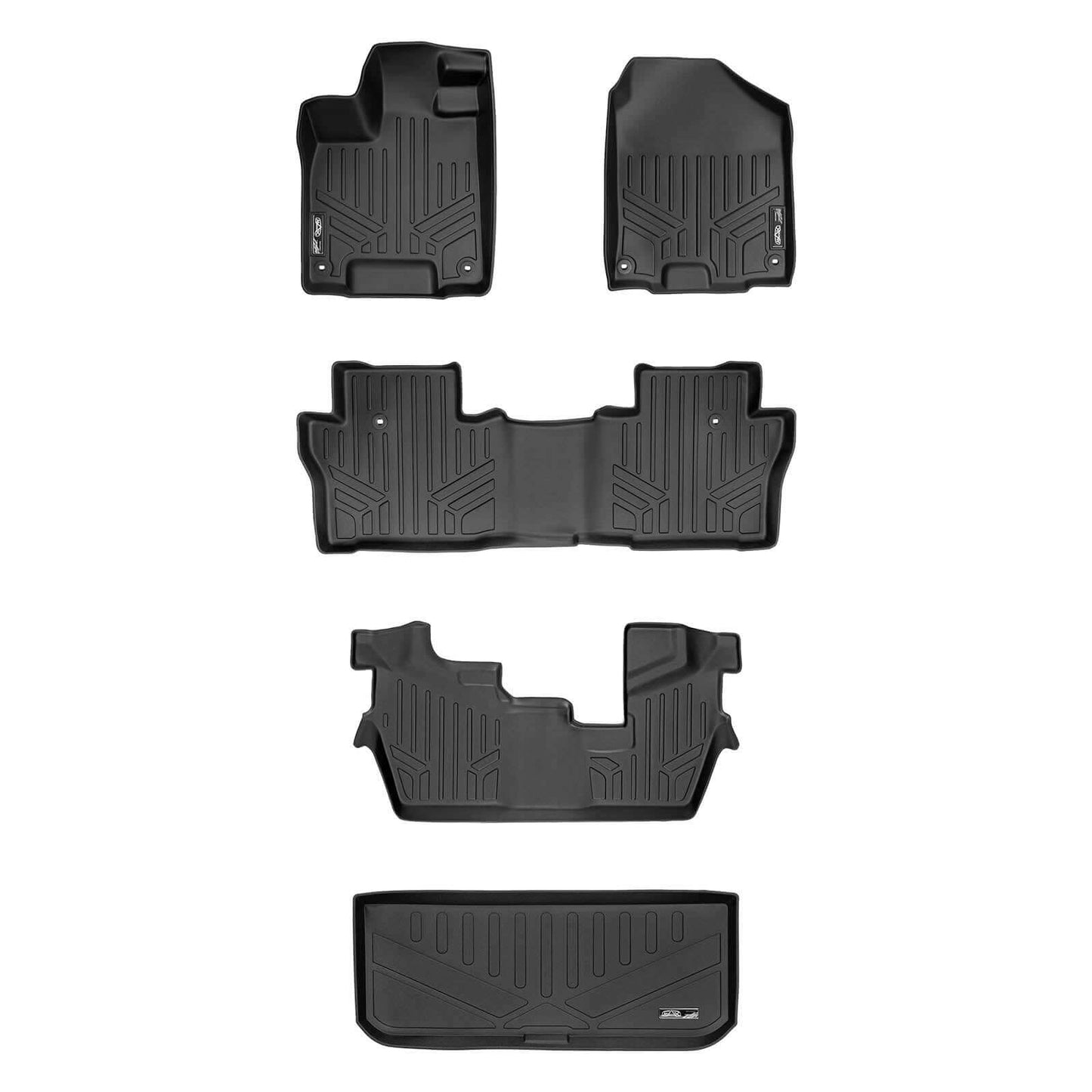 SMARTLINER Custom Fit Floor Liners For 2016-2022 Honda Pilot (8 Passenger Model)