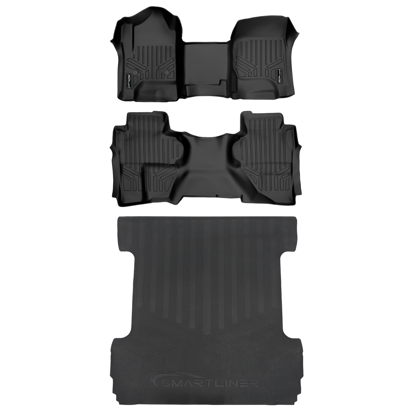 SMARTLINER Custom Fit Floor Liners For 2019 Silverado 1500 LD/ GMC Sierra 1500 LD Double Cab (Over the Hump Coverage)