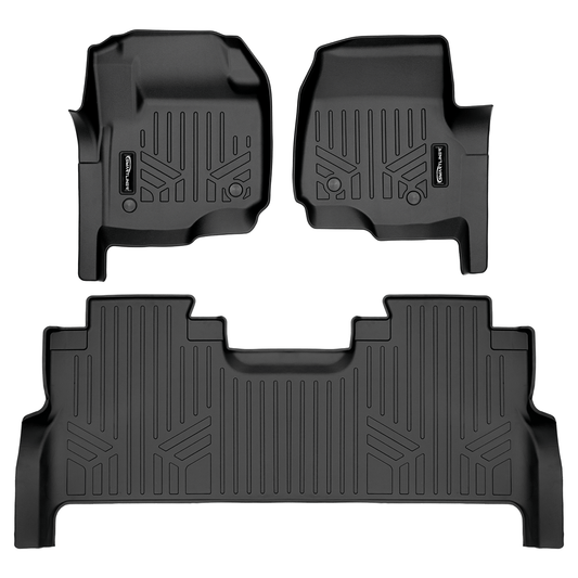 SMARTLINER Custom Fit Floor Liners For 2017-2025 Ford F-250/F-350 Super Crew Cab with Vinyl Flooring| 1st Row Bench Seat| No OTH Coverage| with Underseat Storage