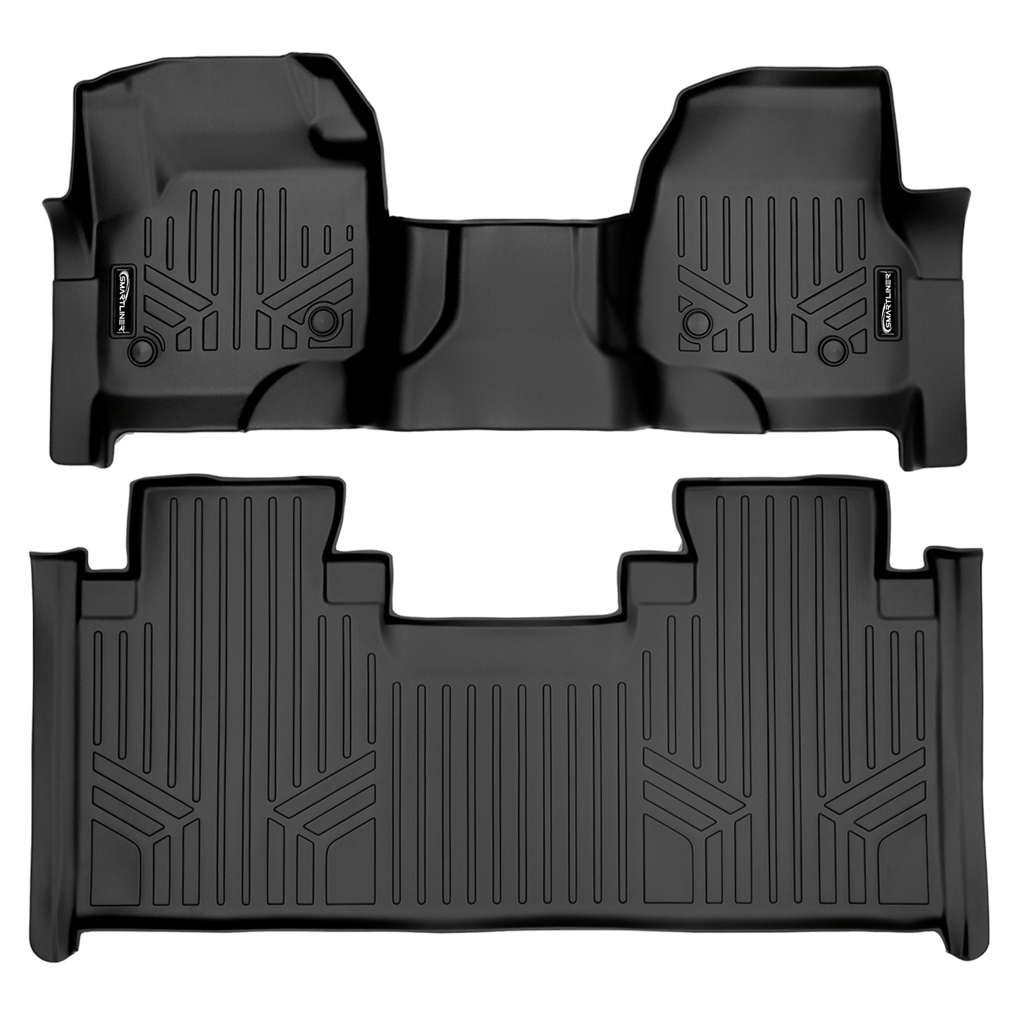 SMARTLINER Custom Fit Floor Liners For 2017-2024 Ford Super Duty Crew with Vinyl Flooring With full first row coverage