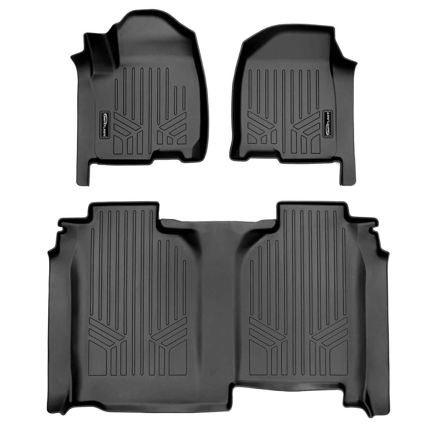 SmartCoverage™ Custom Fit Floor Liners For 2019-2024 Chevrolet Silverado 1500 Crew Cab With 1st Row Bucket Seats and Vinyl Flooring without the 2nd Row Underseat Storage