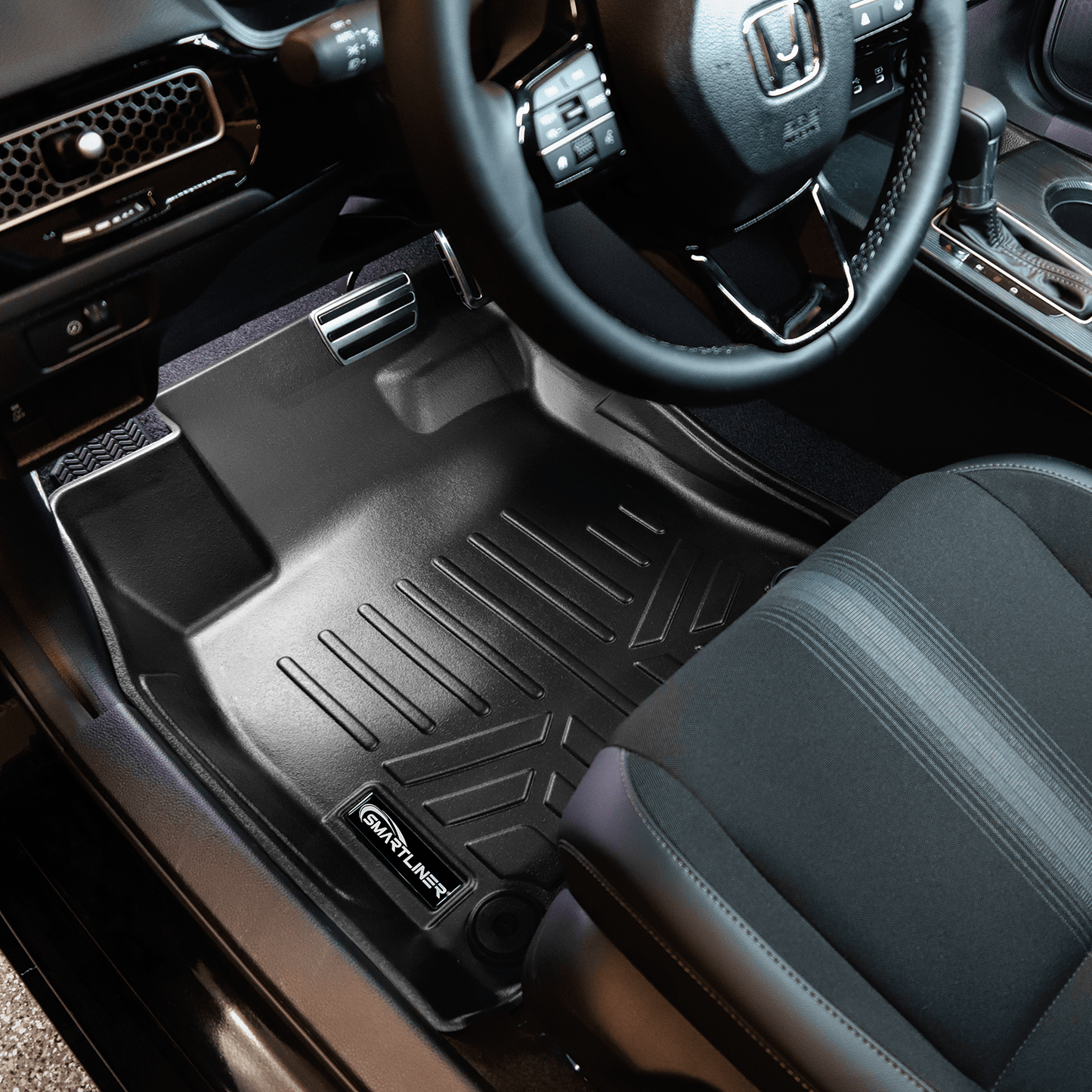 SMARTLINER Custom Fit Floor Liners For 2022-2025 Honda Civic Hatchback with 2nd Row USB Ports and Subwoofer in the Cargo Area