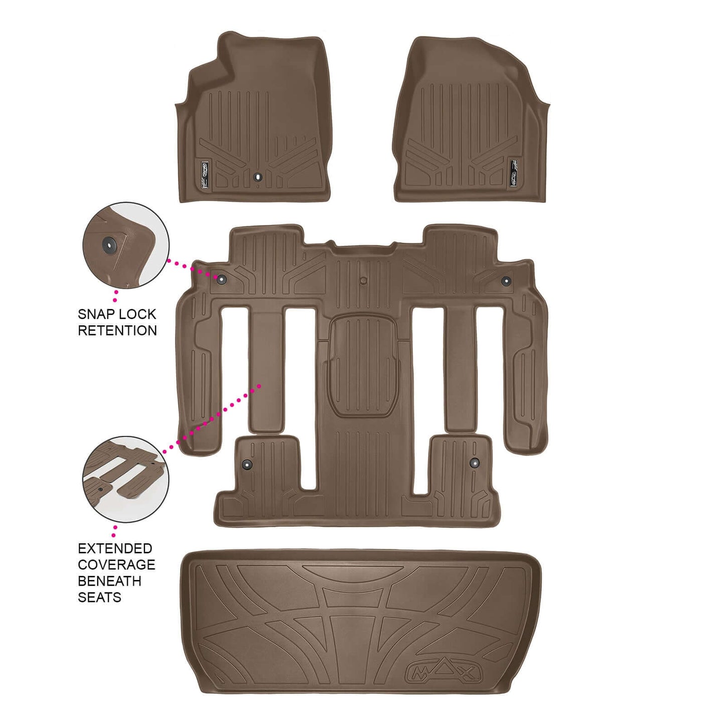 SMARTLINER Custom Fit Floor Liners For 2008 - 2017 Buick Enclave with 2nd Row Bucket Seats