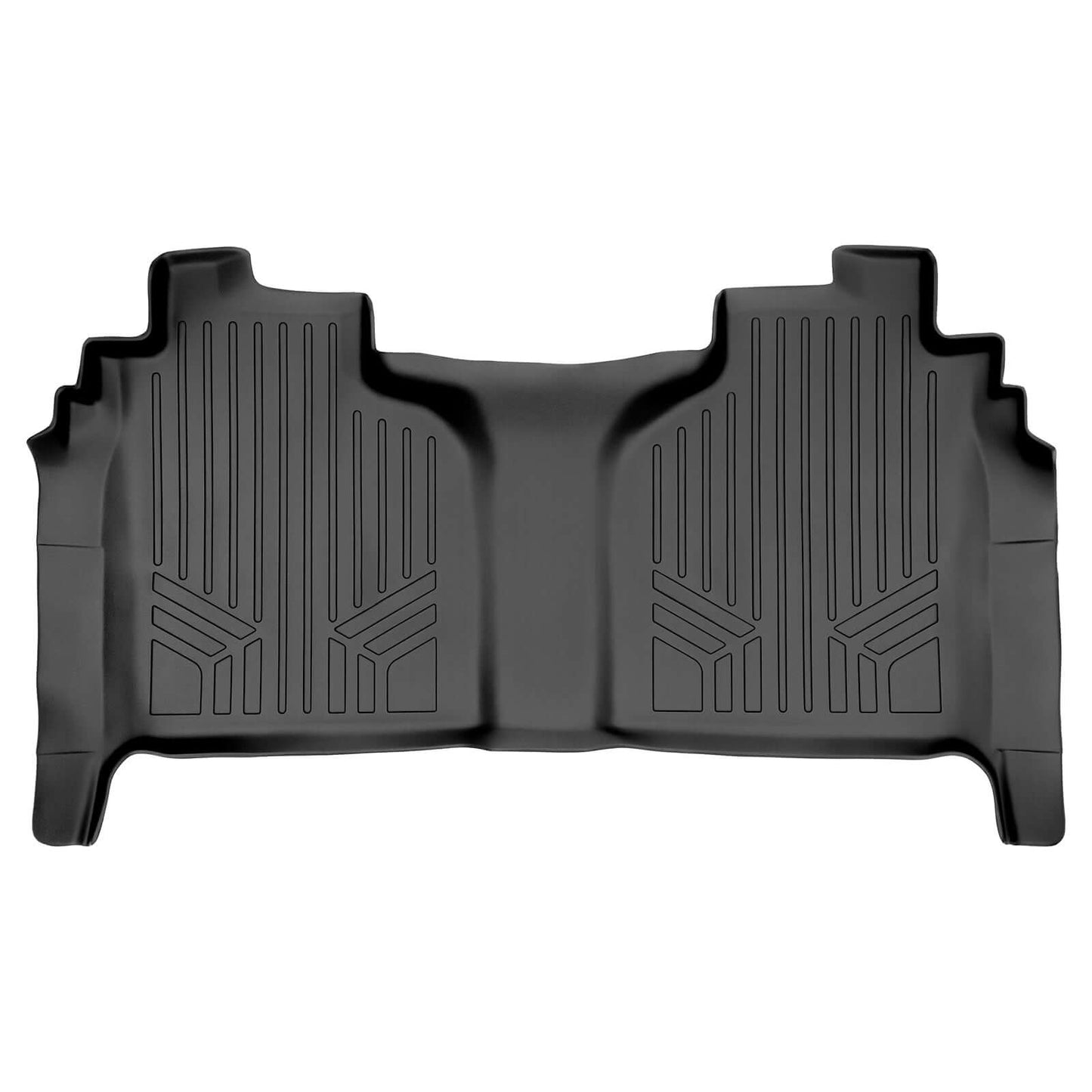 SmartCoverage™ Custom Fit Floor Liners For 2019-2025 Chevrolet Silverado 1500 Crew Cab With 1st Row Bench Seat (OTH Coverage) and Carpeted Flooring with the 2nd Row Underseat Storage